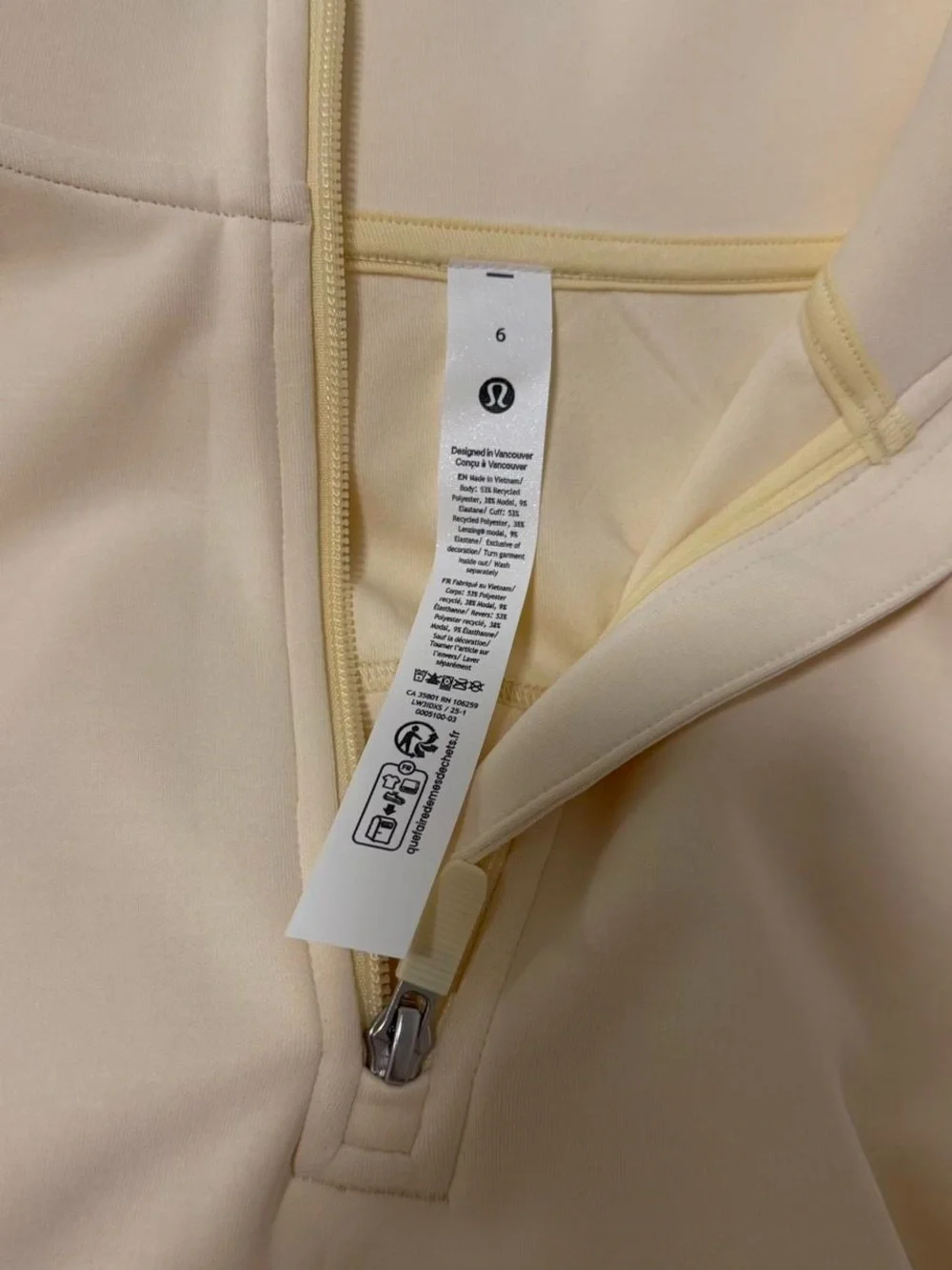 Lululemon Brushed Softstreme Half Zip in buttercream